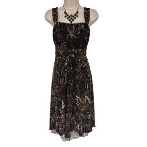 Size 12 CHOCOLATE ABSTRACT PRINT HIGH-LOW SLEEVELESS DRESS‎ Summer Wedding Party